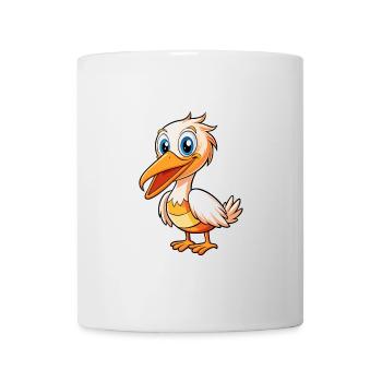 Pélican Mignon Personnage De Dessin Animé Kawaii Clipart - Mug blanc - blanc - Devant