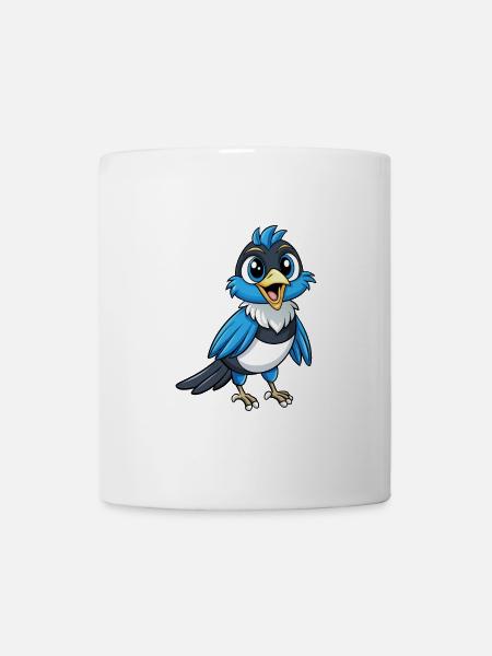 Elster Niedliche Zeichentrickfigur Kawaii Clipart - Tasse - Weiß