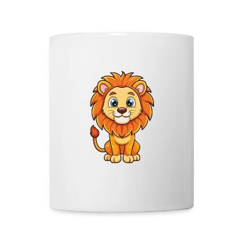 Lion Mignon Personnage De Dessin Animé Kawaii Clipart - Mug blanc - blanc - Devant