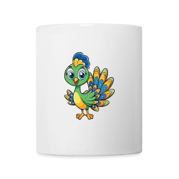Peacock Cute Cartoon Character Kawaii Clipart - Mug - white - Front