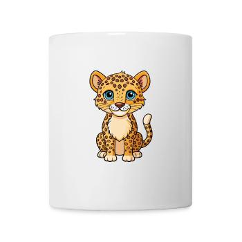 Léopard Mignon Personnage De Dessin Animé Kawaii Clipart - Mug blanc - blanc - Devant