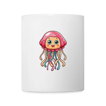 Qualle Niedliche Cartoon Figur Kawaii Clipart - Tasse - Weiß - Vorne