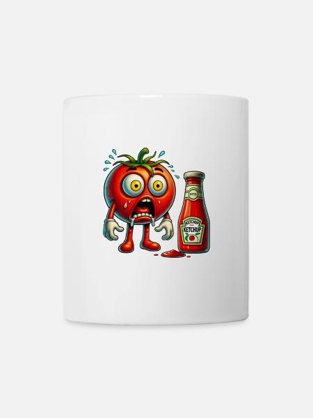 Lustiges Tomaten und Ketchup Design - Tasse - Weiß
