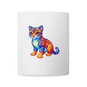 Ocelot Bunte Kawaii Cartoon Figur Clipart - Tasse - Weiß - Vorne