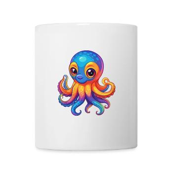 Oktopus Bunte Kawaii Cartoon Figur Clipart - Tasse - Weiß - Vorne