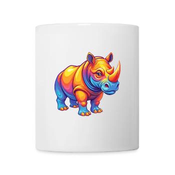 Rhino Colorful Kawaii Cartoon Character Clipart - Mug - white - Front