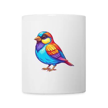 Moineau coloré Kawaii Dessin animé Personnage Clipart - Mug blanc - blanc - Devant