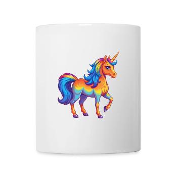 Einhorn Bunte Kawaii Cartoon Figur Clipart - Tasse - Weiß - Vorne