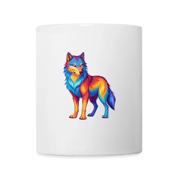 Wolf Colorful Kawaii Cartoon Character Clipart - Mug - white - Front