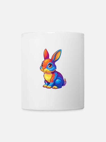 Rabbit Colorful Kawaii Cartoon Character Clipart - Mug - white