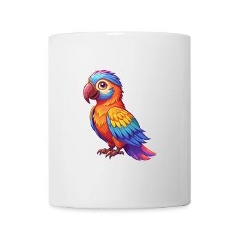 Papagei Bunte Kawaii Cartoon Charakter Clipart - Tasse - Weiß - Vorne