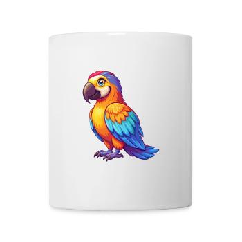 Papagei Bunte Kawaii Cartoon Charakter Clipart - Tasse - Weiß - Vorne