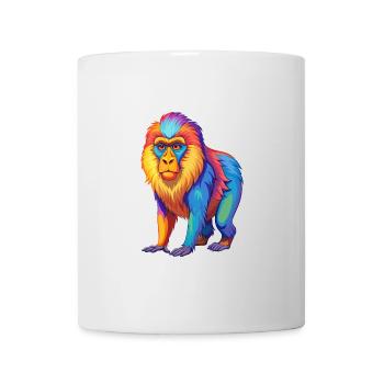 Mandrill Bunte Kawaii Cartoon Charakter Clipart - Tasse - Weiß - Vorne