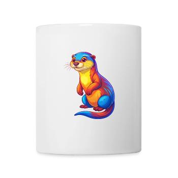 loutre coloré kawaii dessin animé personnage clipart - Mug blanc - blanc - Devant