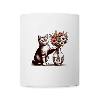 BKH Britisch Kurzhaar Katze Vase umkippen Geschenk - Tasse - Weiß - Vorne