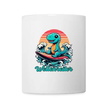 Mignon T-Rex Surfer Surfer Cadeau de surf - Mug blanc - blanc - Devant