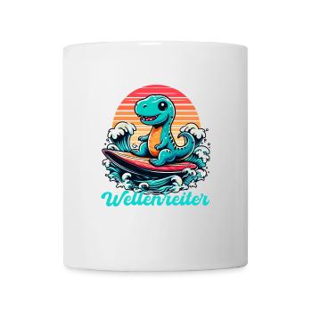 Mignon T-Rex Surfer Surfer Cadeau de surf - Mug blanc - blanc - Devant