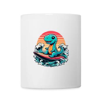 Mignon T-Rex Surfer Surfer Surfer Surfer Cadeau de surf - Mug blanc - blanc - Devant