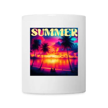 Summer Palm Tree Sunset Retro - Mug - white - Front