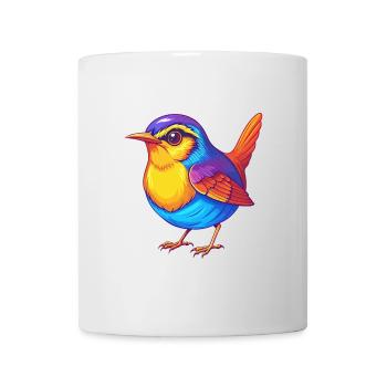 Wren coloré Kawaii Dessin animé Personnage Oiseau - Mug blanc - blanc - Devant