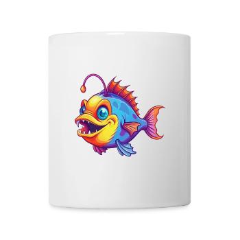 Anglerfisch Buntes Kawaii Cartoon Meerestier - Tasse - Weiß - Vorne