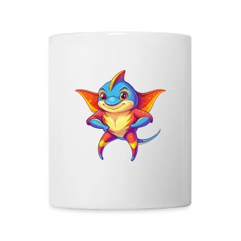 Stingray Buntes Kawaii Cartoon Meerestier - Tasse - Weiß - Vorne