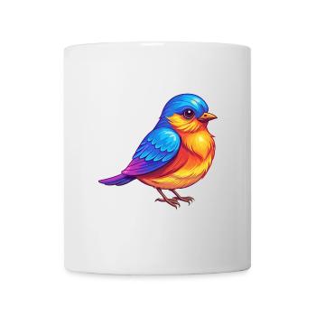 Eastern Bluebird Colorful Kawaii Cartoon Bird - Mug - white - Front