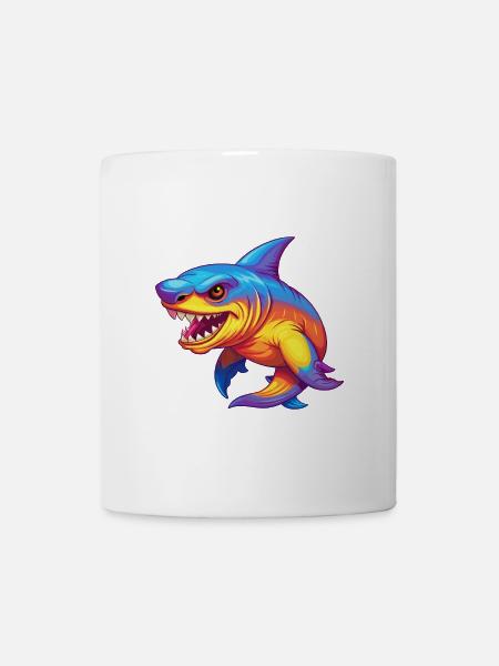 Goblin Hai Buntes Kawaii Cartoon Meerestier - Tasse - Weiß