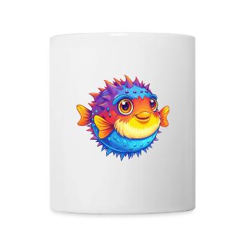 porc-épic poisson-globe dessin animé kawaii coloré - Mug blanc - blanc - Devant
