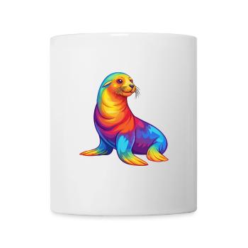 Sea Lion Colorful Kawaii Cartoon Sea Animal - Mug - white - Front