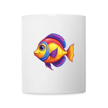 Gelber Tang Buntes Kawaii Cartoon Meerestier - Tasse - Weiß - Vorne