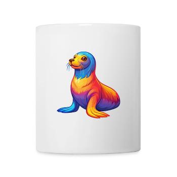 Sea Lion Colorful Kawaii Cartoon Sea Animal - Mug - white - Front
