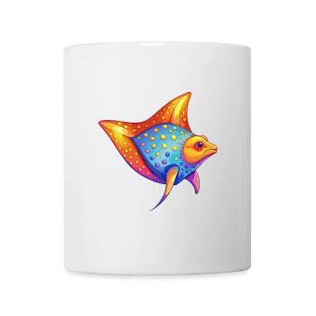 Spotted Eagle Ray Colorful Kawaii Cartoon Clipart - Mug - white - Front