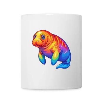 Manatee Colorful Kawaii Cartoon Sea Animal - Mug - white - Front