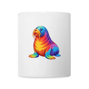 Walrus Colorful Kawaii Cartoon Sea Animal - Mug - white - Front