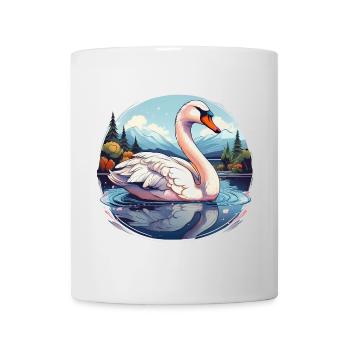 Ein Schwan, der auf einem See schwimmt - Tasse - Weiß - Vorne