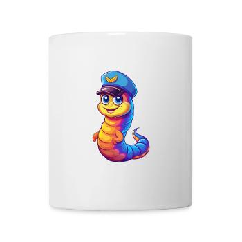 Marine Worm Colorful Kawaii Cartoon Sea Animal - Mug - white - Front