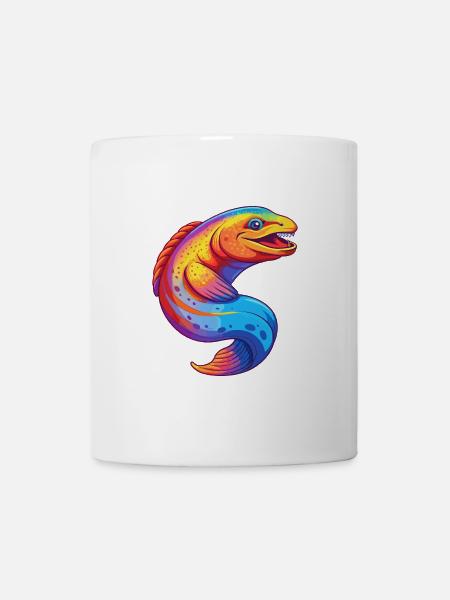 Murena Anguilla colorata Kawaii cartone animato animale marino - Tazza - bianco