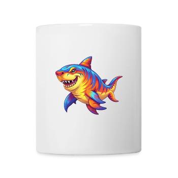 Tiger Hai Bunt Kawaii Cartoon Meerestier - Tasse - Weiß - Vorne