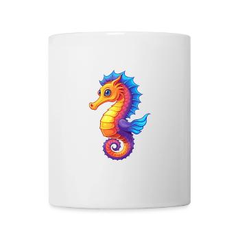 Gelbes Seepferdchen Buntes Kawaii Cartoon Meerestier - Tasse - Weiß - Vorne