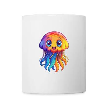 Sea Nettle Colorful Kawaii Cartoon Sea Animal - Mug - white - Front