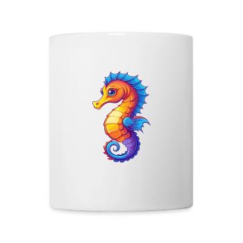 Seepferdchen Buntes Kawaii Cartoon Meerestier - Tasse - Weiß - Vorne