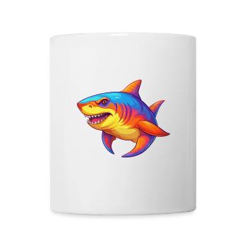 Sixgill Shark Buntes Kawaii Cartoon Meerestier - Tasse - Weiß - Vorne