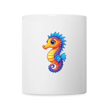 Pygmäen Seepferdchen Buntes Kawaii Cartoon Meerestier - Tasse - Weiß - Vorne