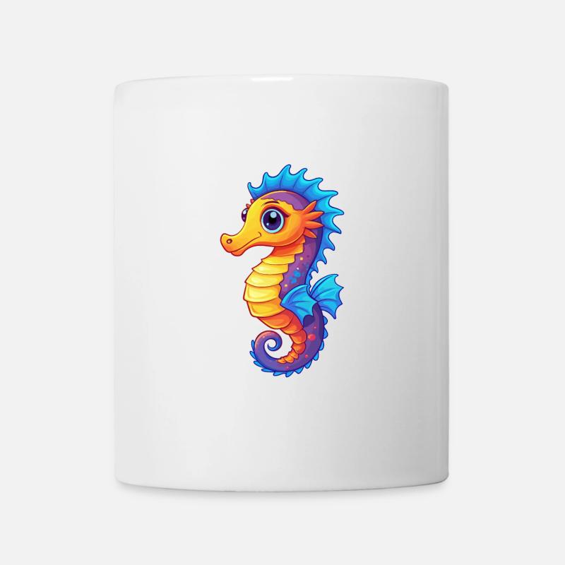 Pygmäen Seepferdchen Buntes Kawaii Cartoon Meerestier - Tasse - Weiß