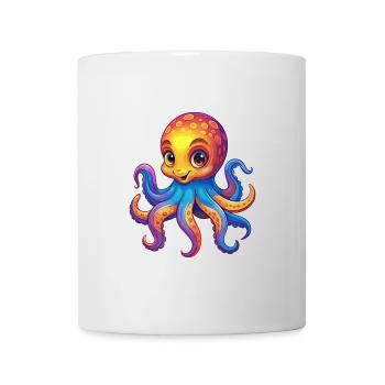 Oktopus Bunt Kawaii Cartoon Meerestier - Tasse - Weiß - Vorne