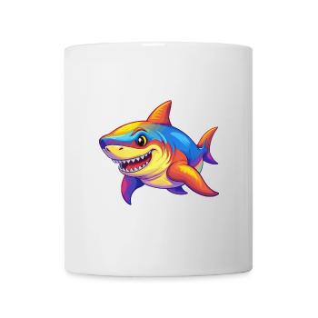 Grand requin blanc coloré Kawaii dessin animé Clipart - Mug blanc - blanc - Devant