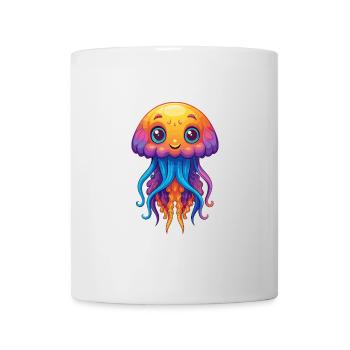 Qualle Buntes Kawaii Cartoon Meerestier - Tasse - Weiß - Vorne