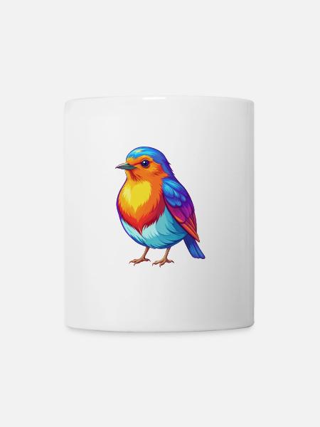 Robin Bunte Kawaii Cartoon Figur Vogel - Tasse - Weiß