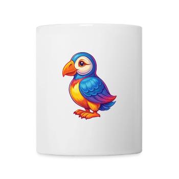 Macareux coloré Kawaii personnage de dessin animé oiseau - Mug blanc - blanc - Devant